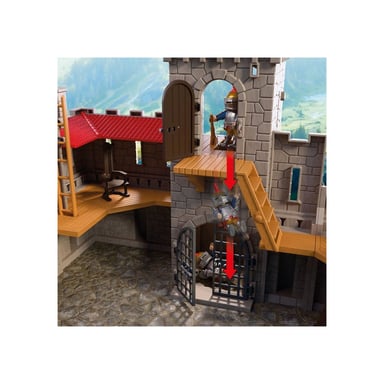 PLAYMOBIL 72112 Castello Forte Cavalieri del Leone, Torre di avvistamento, Ponte levatoio, 183 Pezzi, Grigio e Rosso