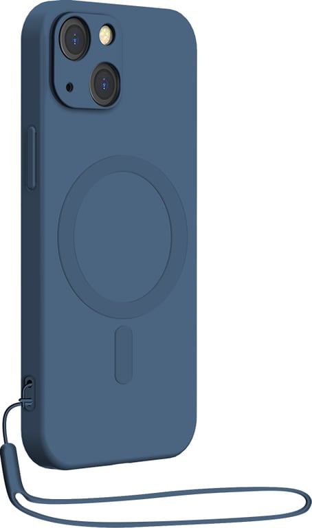 Coque Compatible MagSafe Silicone Bleue pour iPhone 14 Bigben