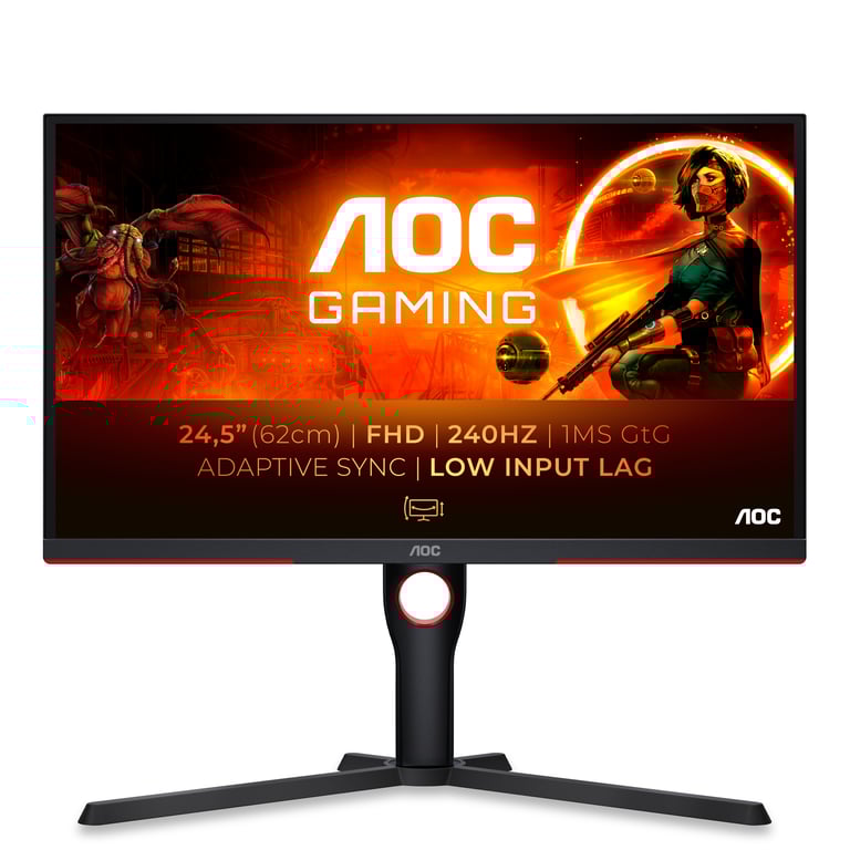 Ecran PC Gaming AOC 25G3ZMBK 24 5 VA FHD 0 5ms MPRT 240Hz HDMI DP Pivot Réglable en hauteur Adaptive Sync