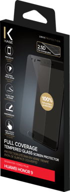 Protection d'écran en verre trempé (100% de surface couverte) pour Huawei Honor 9, Transparent