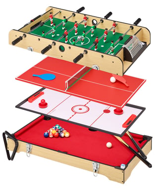 KANGUI Table multi jeux 4 en 1 - Babyfoot barres télescopiques - Billard - Ping Pong - Hockey
