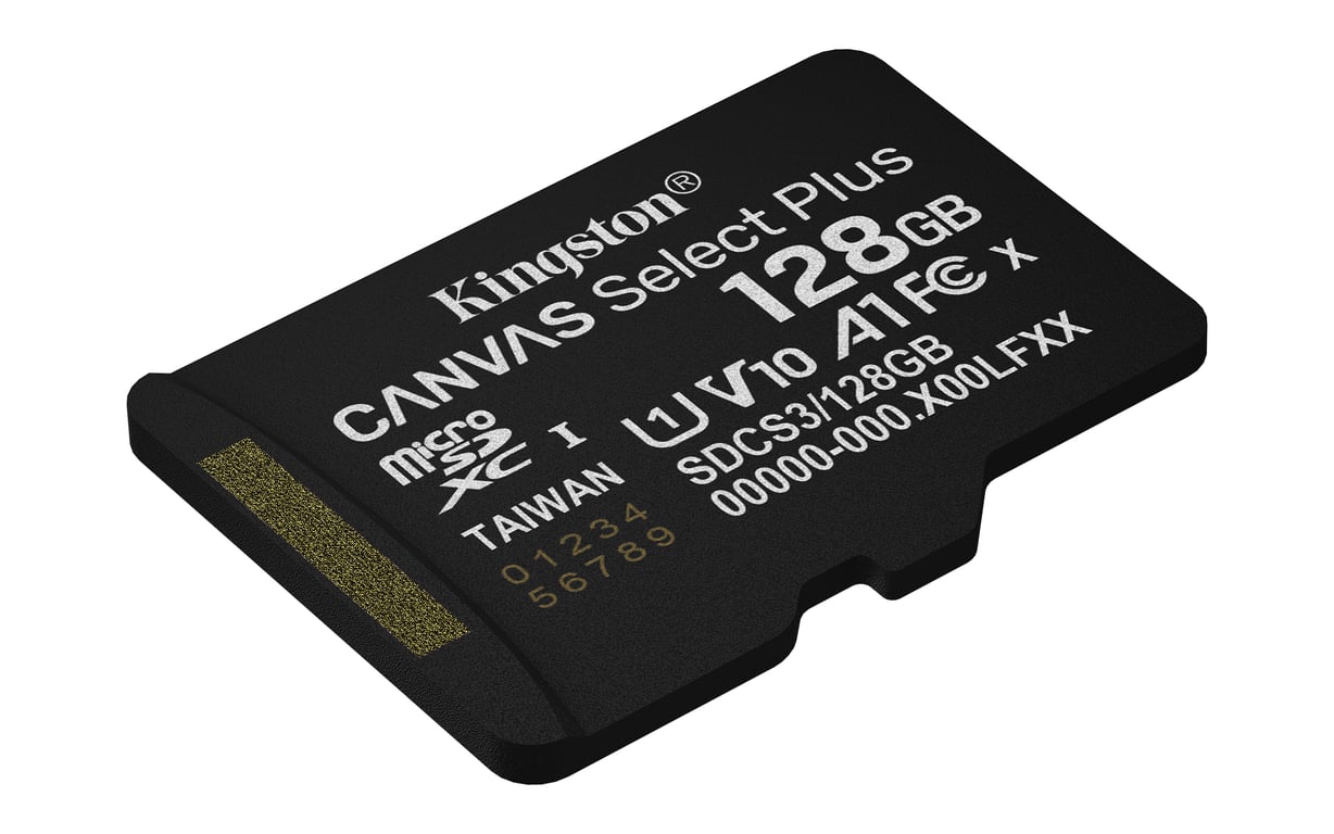 Kingston Technology 128GB microSDXC Canvas Select Plus Gen3 150MB/s A1 (Adaptateur SD inclus) - Neuf