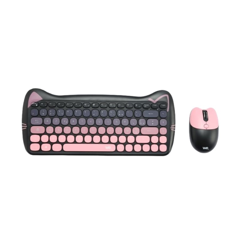 WE POP Pack clavier + sans fil chat 2.4Ghz récepteur USB + adapteur USB C 84 touches piles incluses et Neuf