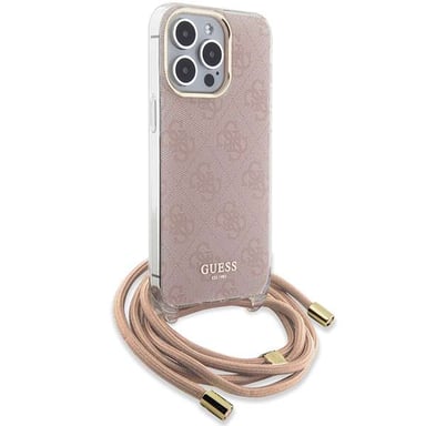 Custodia Guess per iPhone 15 Pro Max 6,7'' rosa Custodia rigida Crossbody Cord 4G Print