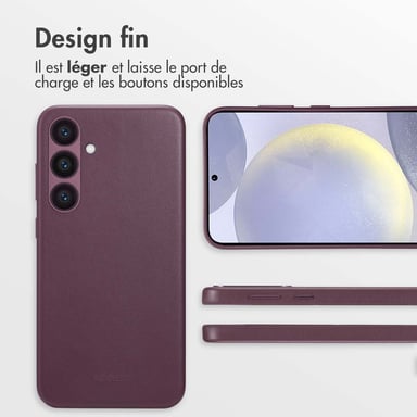 Accezz Coque arrière en cuir avec MagSafe pour Samsung Galaxy S24 Plus - Heath Purple