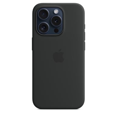 Coque en silicone avec MagSafe pour iPhone 15 Pro, Noir