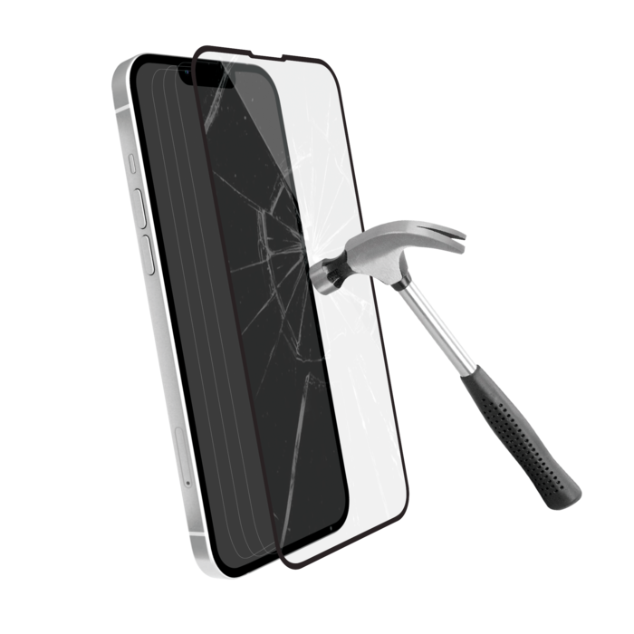 Protection d'écran antibactérienne en verre trempé ultra-résistant (100% de surface couverte) pour Apple iPhone 13/ 13Pro/ 14, Noir