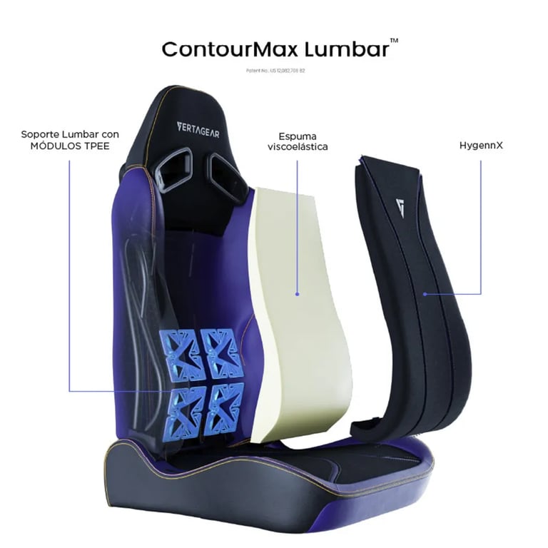 Chaise gaming Vertagear SL5800 ergonomique avec soutien lombaire ContourMax et technologie antibactérienne HygennX Neuf - vue 3