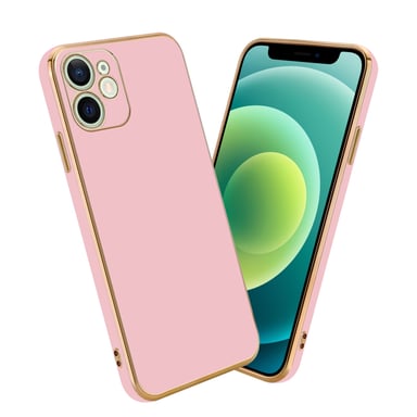 Coque pour Apple iPhone 12 MINI en Glossy Rose - Or Housse de protection Étui en silicone TPU flexible et avec protection pour appareil photo