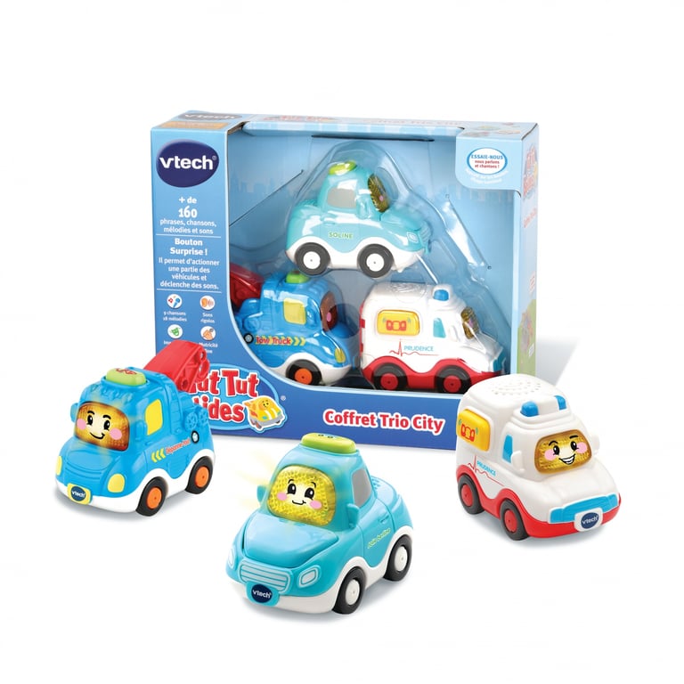 VTECH Tut Tut Bolides Coffret Trio City Berline + Dépanneuse + Ambulance - vue 4