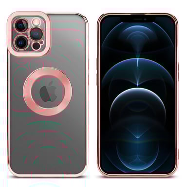 Coque pour Apple iPhone 12 PRO MAX en Transparent - Rose Housse de protection Étui en silicone TPU flexible avec application Chrome