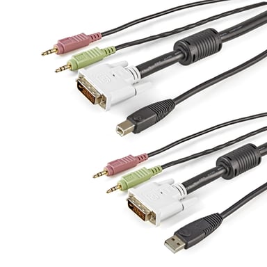 StarTech.com Cable KVM de 1,80 m USB DVI 4 en 1 con Conectores de Audio y Micrófono