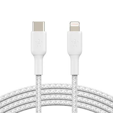 Câble à gaine tressée USB-C vers Lightning BOOST?CHARGE™ (1 m), Blanc