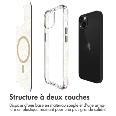 imoshion Coque arrière transparente Pailletée avec MagSafe pour Apple iPhone 13 - Doré