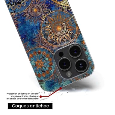 Coque en silicone - Compatible pour Google Pixel 8 Pro - design mandalla bleu