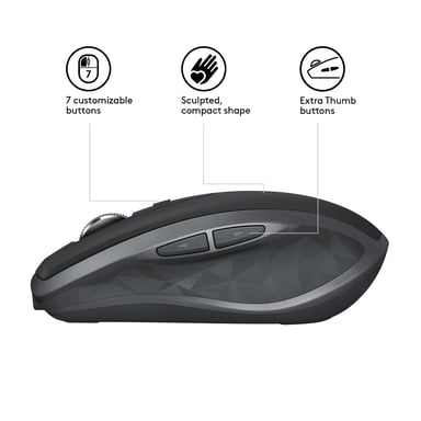 Logitech MX Anywhere 2S Mouse mobile senza fili per mano destra RF senza fili + Bluetooth 4000 DPI