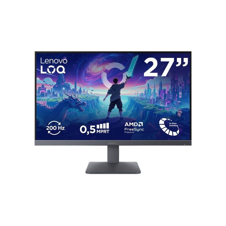 Écran PC gamer Lenovo LOQ 27-10 27  Full HD IPS 200 Hz HDR10 FreeSync Premium Noir/Lunar Grey - Neuf