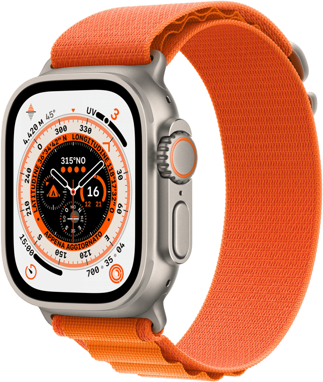 Watch Ultra GPS + Cellular, Boîtier en Titane de 49 mm avec Boucle Alpine - Orange - Taille du bracelet - S