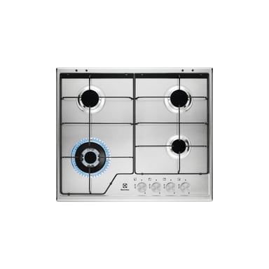 Electrolux KGS6434SX Plaque de cuisson à gaz encastrable en acier inoxydable 59 cm 4 brûleurs - Neuf