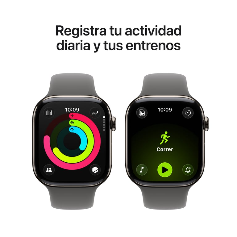 Watch Series 11 (2025) GPS + Cellulaire Boitier de 46mm en Titane Naturel avec bracelet sport, Gris - M/L - Neuf