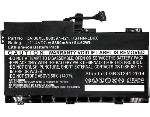 CoreParts MBXHP-BA0074 ricambio per laptop Batteria (Laptop Battery for HP 95Wh - Li-ion 11.4V 8300mAh Black, - 95Wh Li-ion 11.4V 8300mAh Black, ZBook 17 G3, ZBook 17 G3 M9L94AV, ZBook 17 G3 - Warranty: 12M)