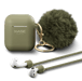 Fashionista Pompon & Shell per Apple AirPods con cinturino magnetico automatico, verde oliva