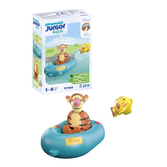 PLAYMOBIL Junior 71704 Tigrou avec canot, Flotte dans l'eau, Jouet pour le bain, Junior & Disney, Des 12 mois - Neuf