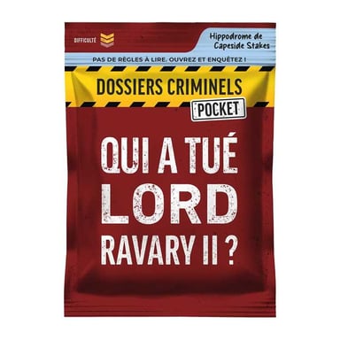 Jeu de société ASMODEE Dossiers Criminels Pocket 2 — Qui a tué Lord Ravary II ? Pack pocket enquête solo bordeaux/jaune