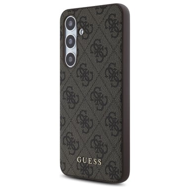 Guess caso para Samsung S24 FE S721 marrón duro caso 4G Metal Oro Logotipo