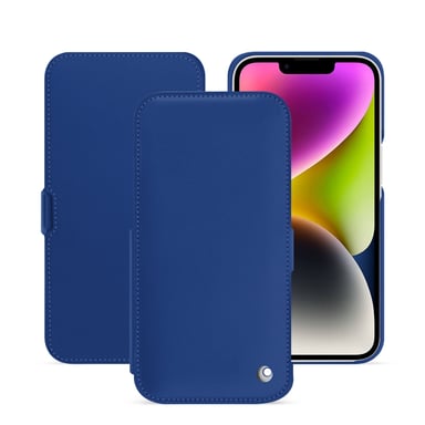 Housse cuir Apple iPhone 15 Plus - Rabat horizontal - Bleu - Cuir lisse