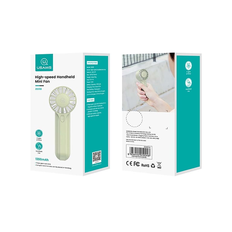 Mini Ventilateur de Poche Portable 3 Vitesses Compact Rechargeable 1200mAh Neuf - vue 2