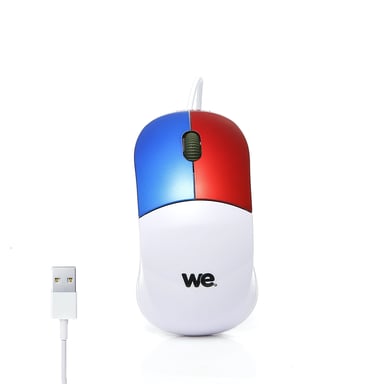 Ratón con cable para niños We (Blanco/Azul/Rojo)