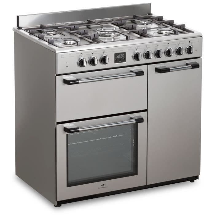 Cuisinière piano gaz 3 fours électriques CONTINENTAL EDISON CECP903FIX 5 feux Inox Largeur 90 cm - vue 4