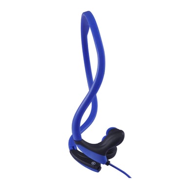 WE Écouteurs Sport Filaire avec Micro Bouton ON/OFF, ecouteur Intra-Auriculaire Légers avec microphone, Arceau Tour de Cou, Parfait pour Running Jogging Gym - Bleu