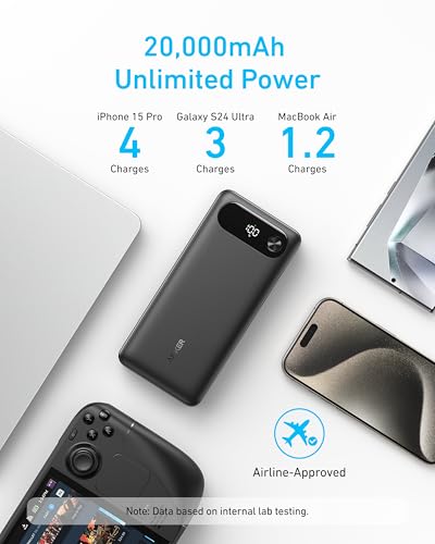 Powerbank ANKER 20 000 mAh Charge rapide 2 USB C et 1 USB A Câble intégré - vue 3