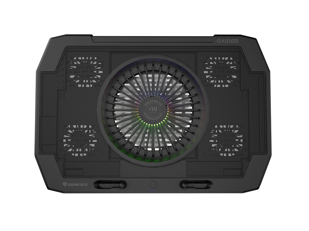 Support de Refroidissement Gaming Oxid 850 Genesis pour Ordinateurs Portables jusqu'à 17 3 avec Éclairage RGB et 5 Ventilateurs Neuf - vue 2