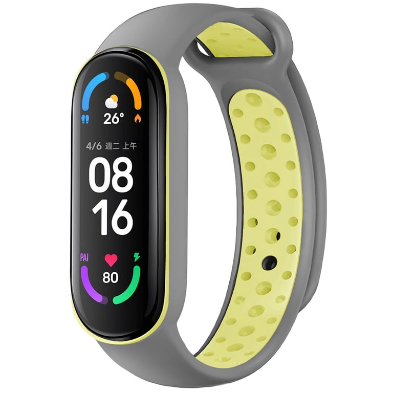 imoshion Bracelet sportif en silicone Xiaomi Mi Band 5 / 6 - Gris / Lime - Neuf