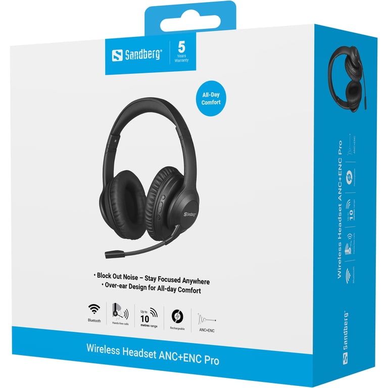 Casque Sans Fil Sandberg 126-45 – Réduction de Bruit ANC+ENC, 24 h Autonomie - vue 2