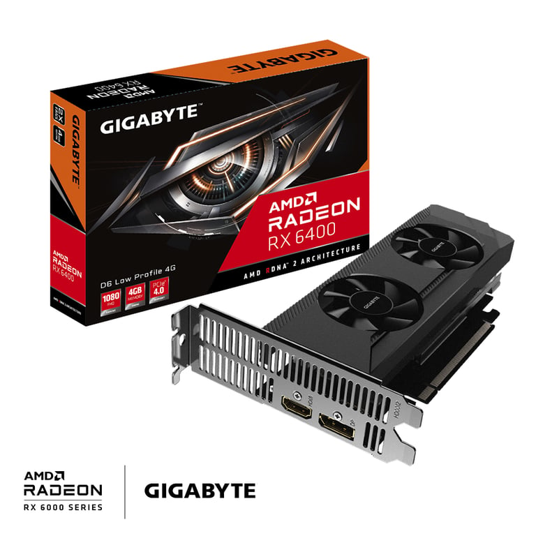 GIGABYTE Radeon RX 6400 D6 LOW AMD 4 Go GDDR6 - Neuf