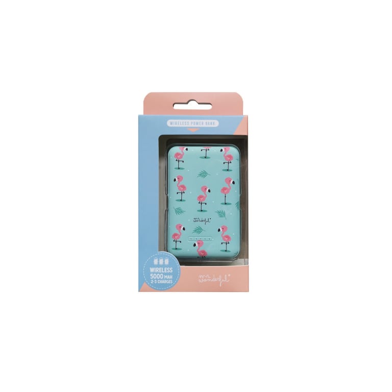 Batterie externe sans fil Mr. Wonderful Flamingos WMRWPWB001 5000 mAh Bleu - Neuf