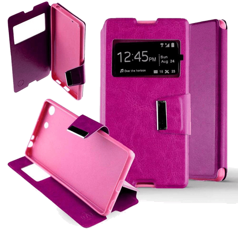 Etui Folio compatible Rose Fushia Sony Xperia M5