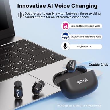 Boya Mini-14 – Micro sans fil 5g, réduction de bruit, USB-C.