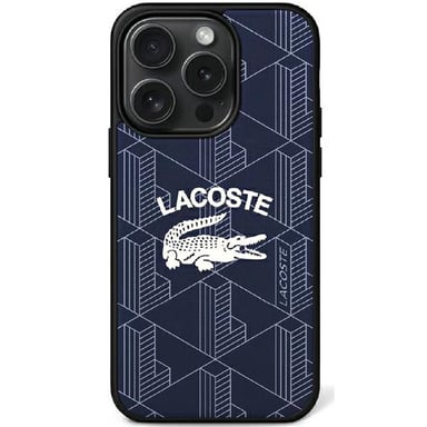 Étui Lacoste pour iPhone 15 Pro 6.1'' bleu marine étui rigide Monogram Vintage Logo MagSafe