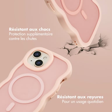 Selencia Coque arrière Wavy avec MagSafe pour Apple iPhone 15 - Soft Pink