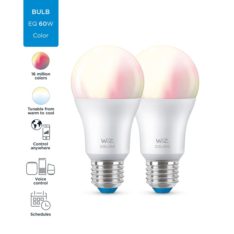 Lot 2 ampoules LED Wiz A60 E27 RGB - vue 3