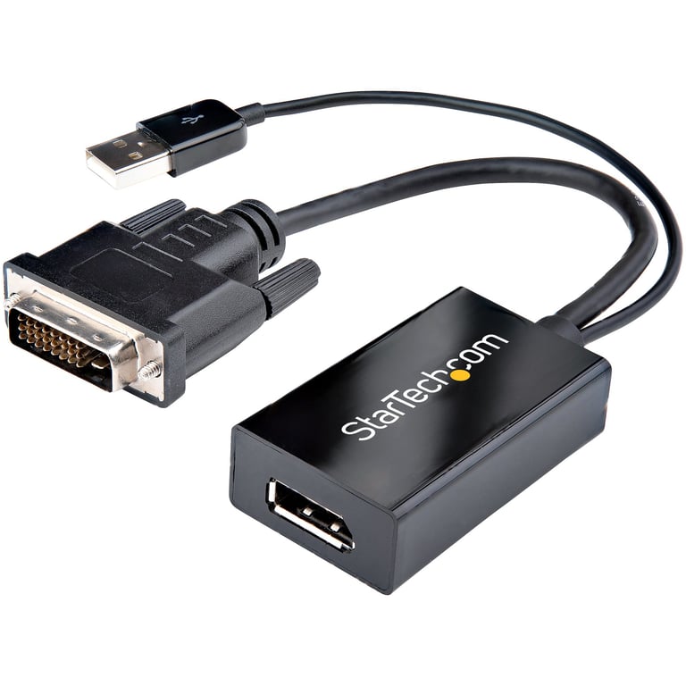 StarTech.com Adaptateur DVI vers DisplayPort avec alimentation USB Convertisseur vidéo DVI vers DP 1920 x 1200 Adaptateur vidéo liaison double DVI D pour DisplayPort F ...