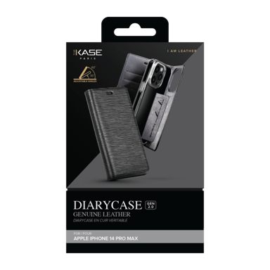 Diarycase 2.0 Funda de piel auténtica con soporte magnético para Apple iPhone 14 Pro Max, negro medianoche