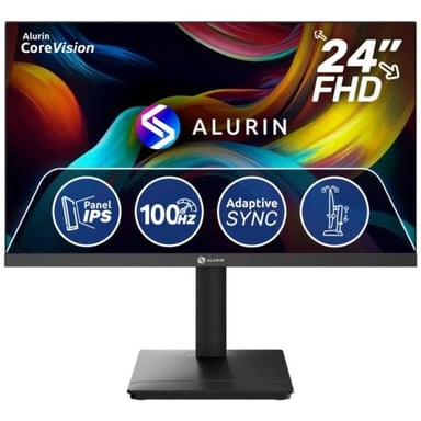 Écran Alurin CoreVision 24'' Full HD IPS 100Hz, réglable, VESA 75x75, 23.8'' LED, design fin