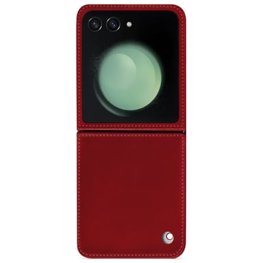 Coque cuir Samsung Galaxy Z Flip5 - Seconde peau - Rouge - Cuir lisse
