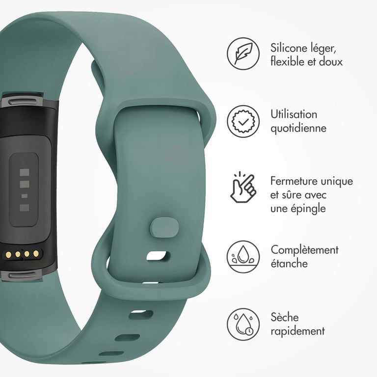 imoshion Bracelet silicone pour Fitbit Charge 5 / 6 - S - Olive Green - Neuf